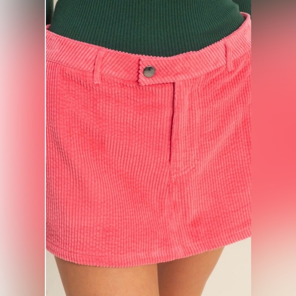 Women's Pink Corduroy Mini Skort - Picture 5 of 5